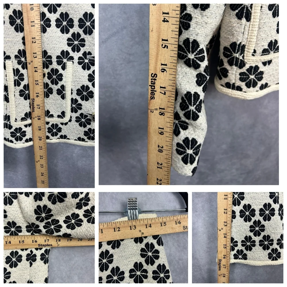 Kate‎ Spade Tweed Jacket skirt suit Career Office Cream&black Floral Size 4
